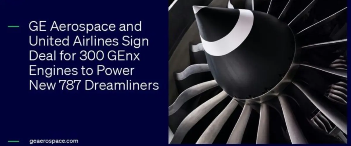 United Airlines Selects GE Aerospace GEnx Engines to Power New 787 Dreamliners