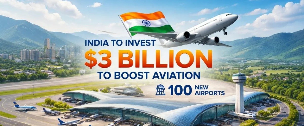 India Plans $3 Billion Investment to Expand Aviation Sector, Targets 100 New Airports